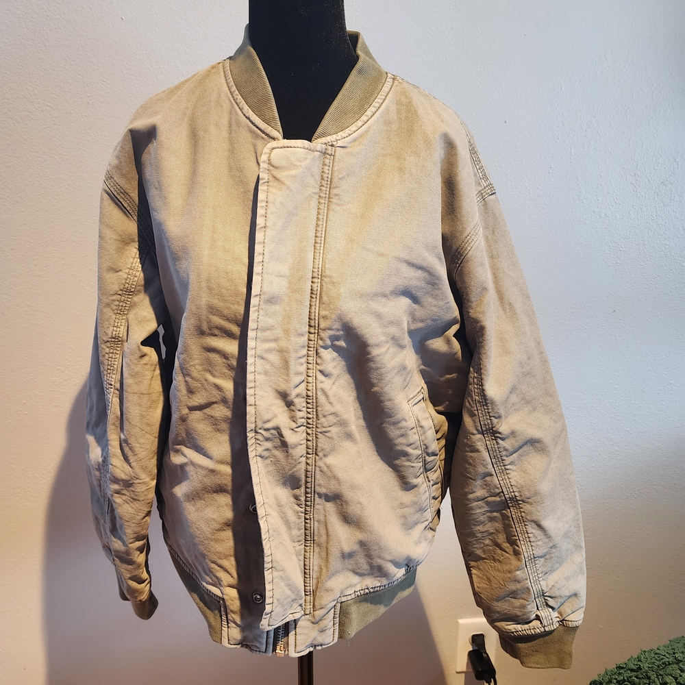 Men's Abercrombie Workwear Bomber Jacket Olive - Small